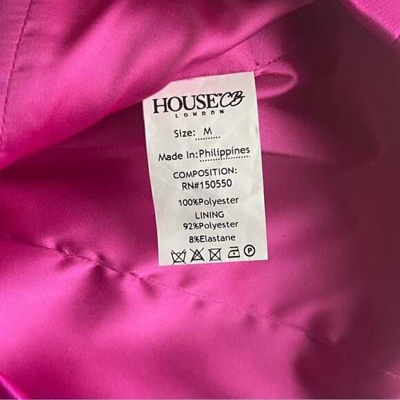 House of CB Ayelen One Shoulder Duchess Satin Mini Dress in Magenta, Size M - Picture 9 of 10